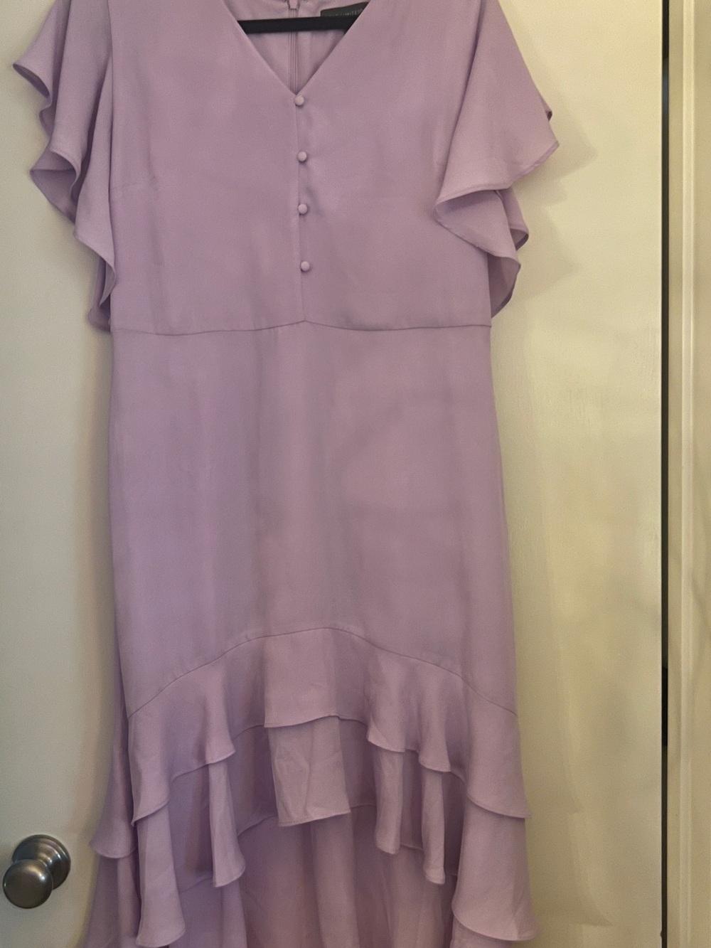 The Limited Lavender V-Neck Ruffle Midi Dress
